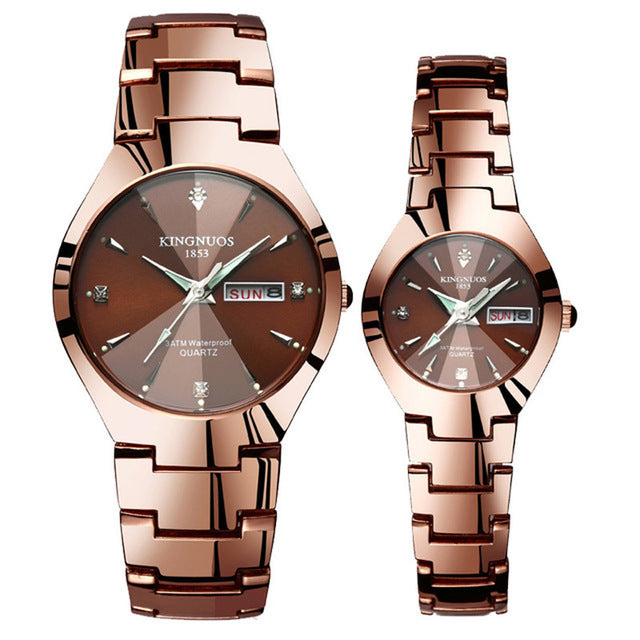 Lovers Luxury Dual Calendar Week Quartz Wrist Watches