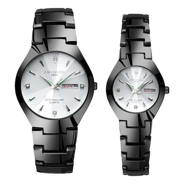 Lovers Luxury Dual Calendar Week Quartz Wrist Watches