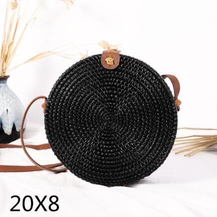 Woven Round Straw Shoulder Bag