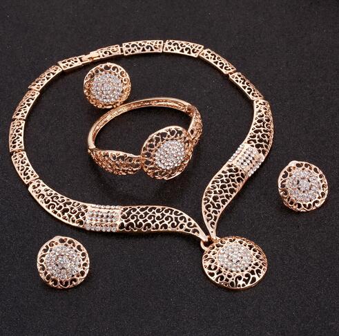 Dubai Gold Rhinestone 4 pc Jewelry Set