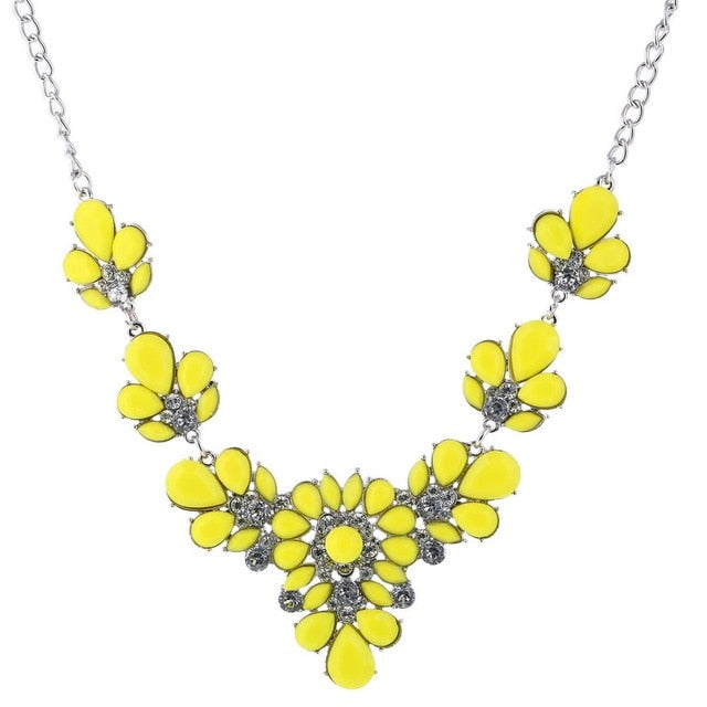 Colorful Rhinestone Flower Necklace