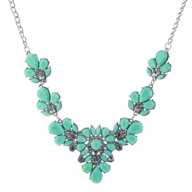 Colorful Rhinestone Flower Necklace