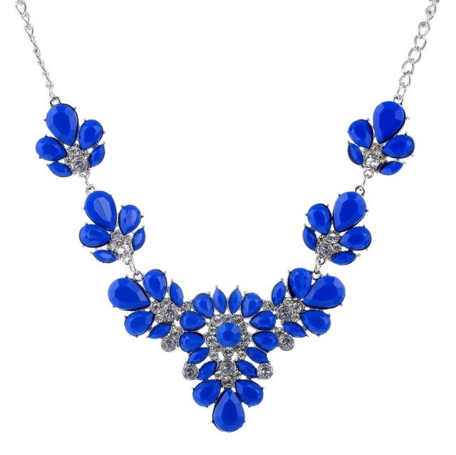 Colorful Rhinestone Flower Necklace