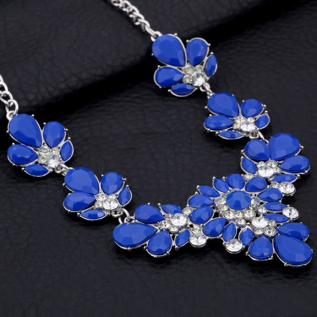 Colorful Rhinestone Flower Necklace