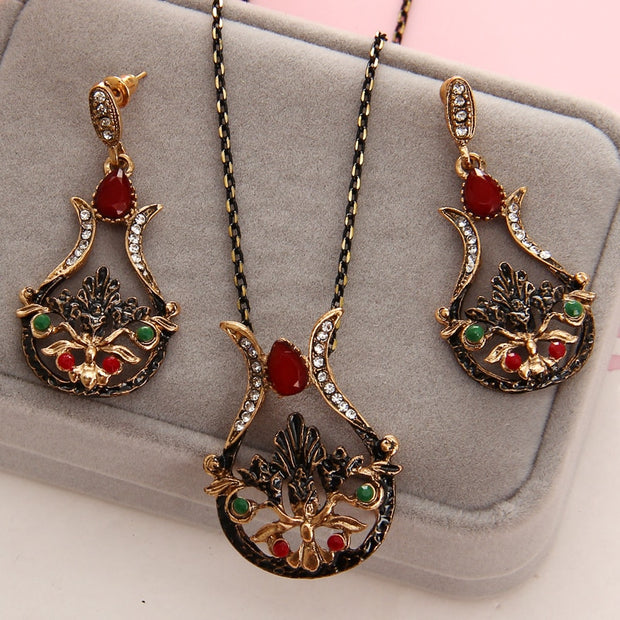 Vintage Look Colorful Resin Jewelry Set