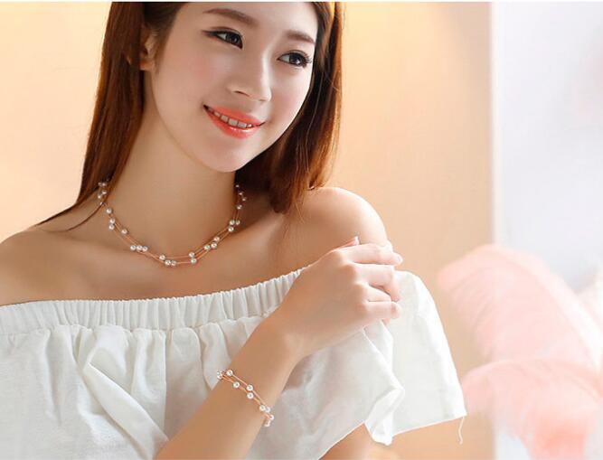 Double Simulated Pearl Jewelry Set