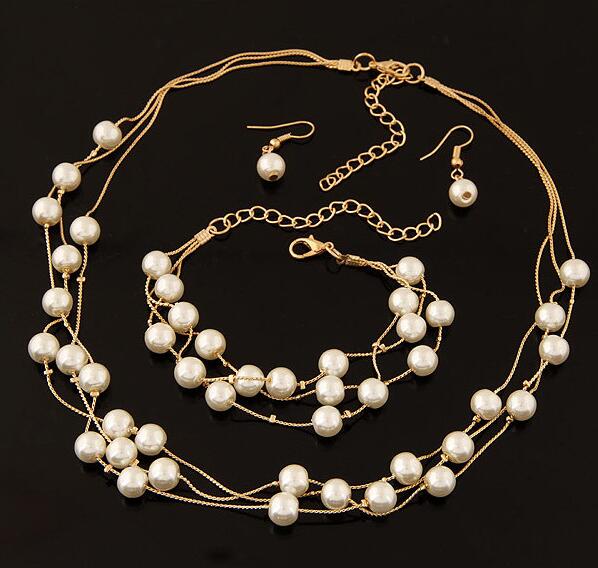 Double Simulated Pearl Jewelry Set