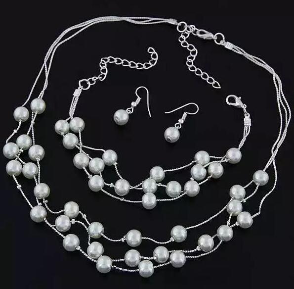 Double Simulated Pearl Jewelry Set