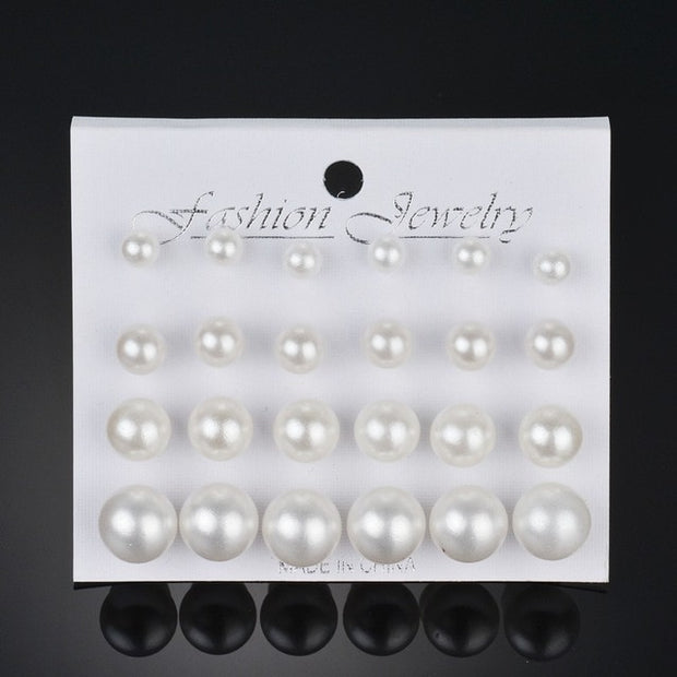 12 pairs Simulated Pearl Earrings