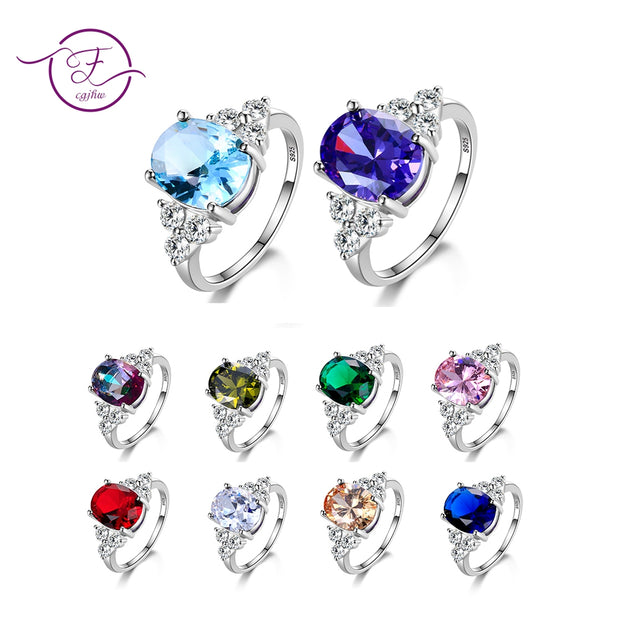 Multicolor Women's Ring With Oval Gemstone