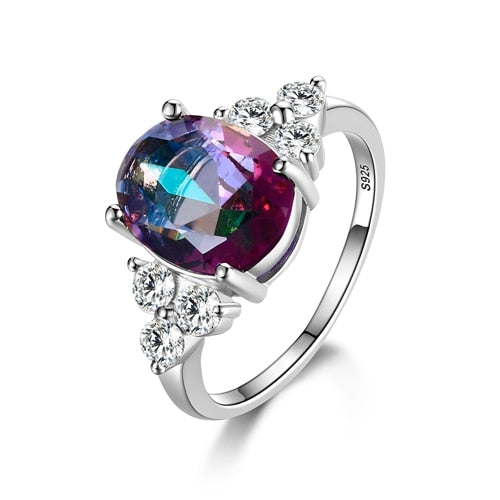 Multicolor Women's Ring With Oval Gemstone