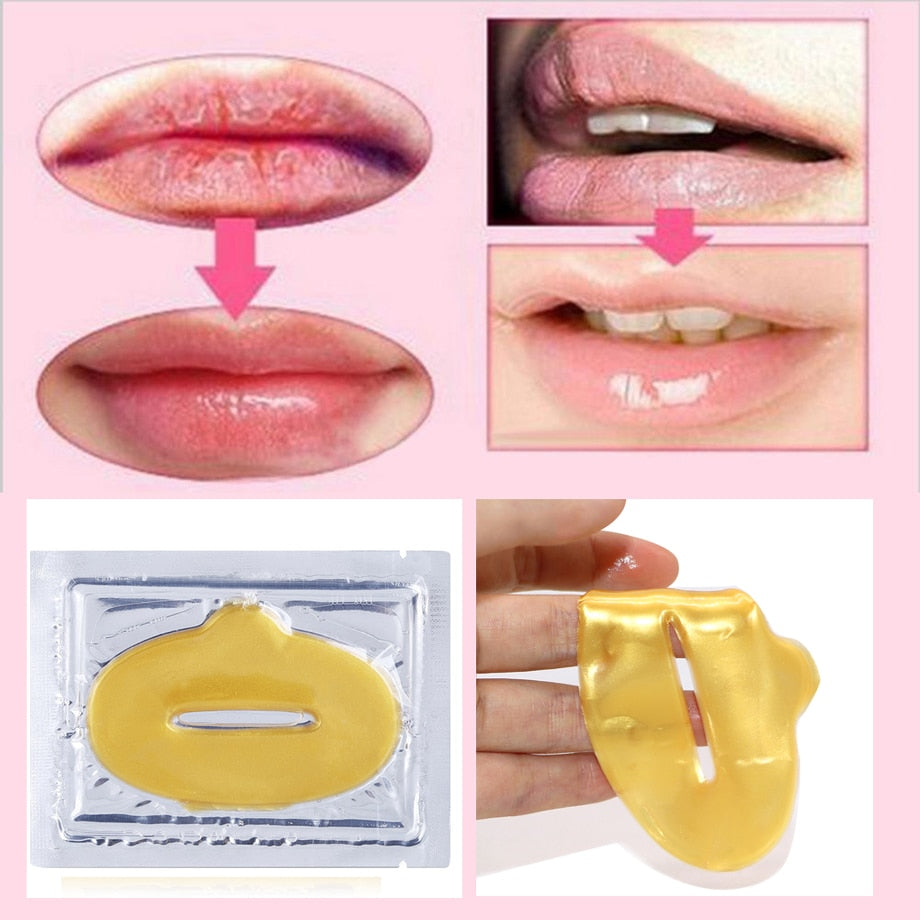 10 PCS GOLD CRYSTAL COLLAGEN LIP MASK