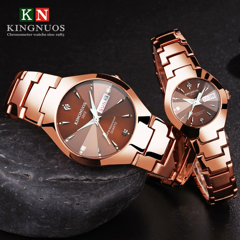 Lovers Luxury Dual Calendar Week Quartz Wrist Watches