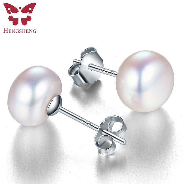 100% Genuine Freshwater White Pearl Earrings