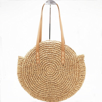 Woven Round Straw Shoulder Bag