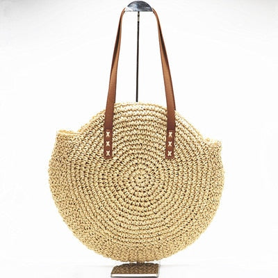 Woven Round Straw Shoulder Bag