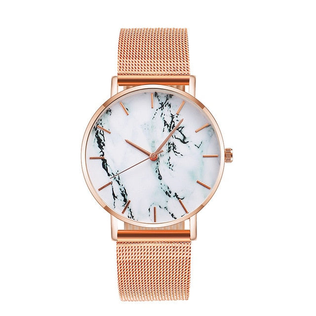 Women's Luxury Mesh Band Marble Wrist Watch