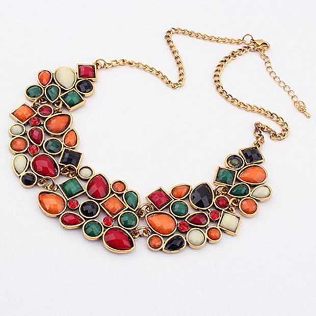 Multicolor Big Pendant Clavicle Necklace