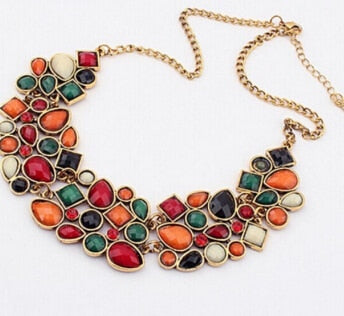 Multicolor Big Pendant Clavicle Necklace