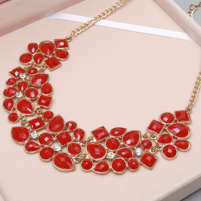 Multicolor Big Pendant Clavicle Necklace