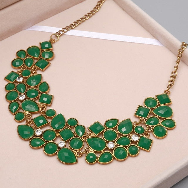 Multicolor Big Pendant Clavicle Necklace