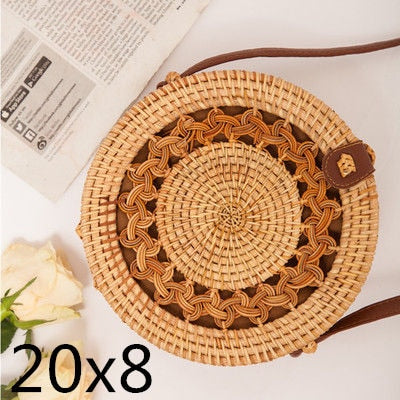 Woven Round Straw Shoulder Bag